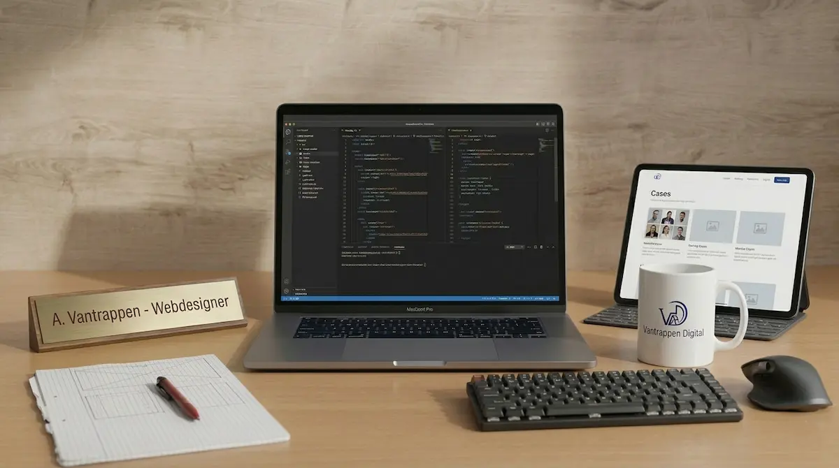 Werkplek van webdesigner Anouk Vantrappen, Vantrappen Digital in Tienen