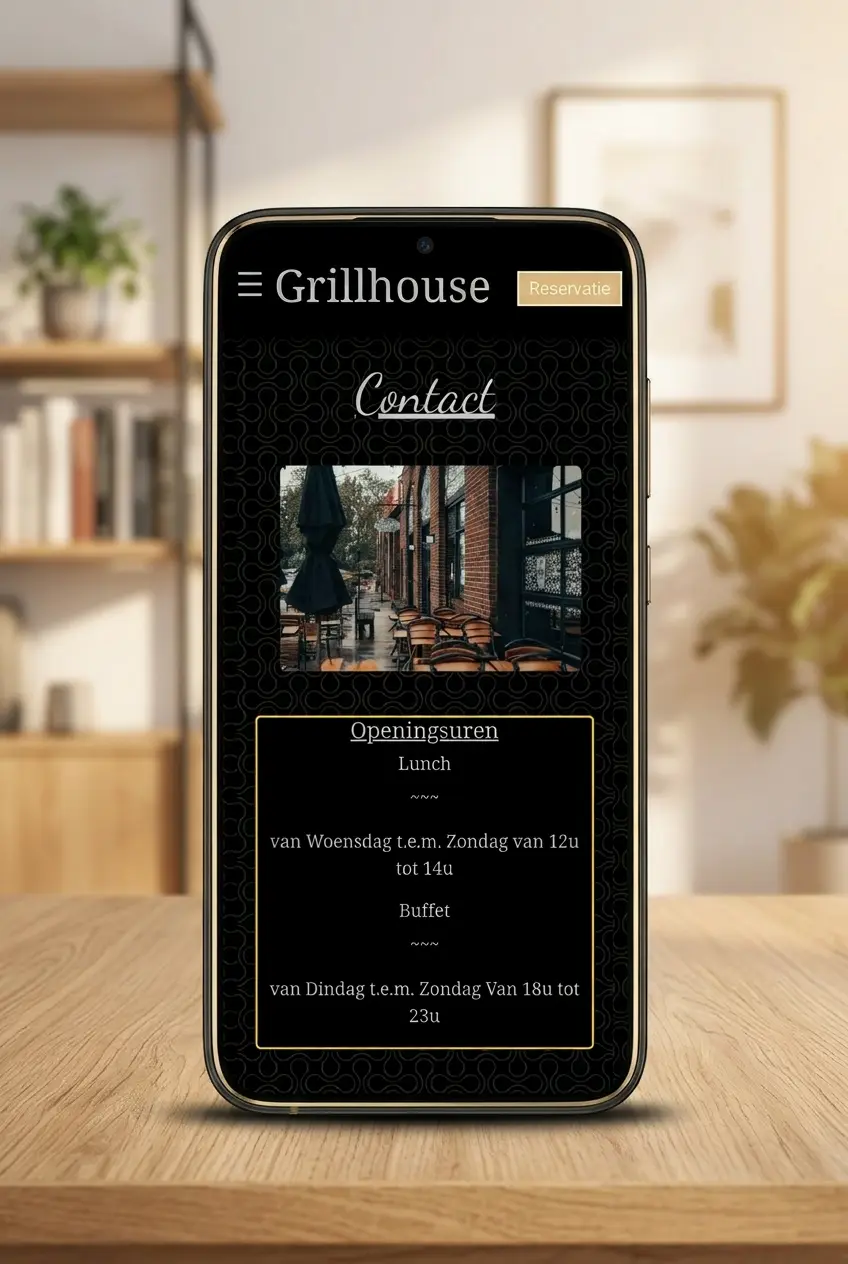 Website van Grillhouse op een smartphone